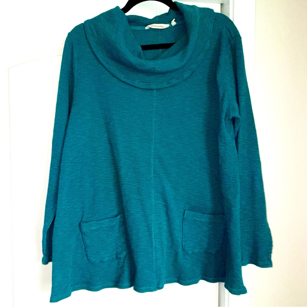 Soft Surroundings Teal Women's Sweater With Cowl Neck